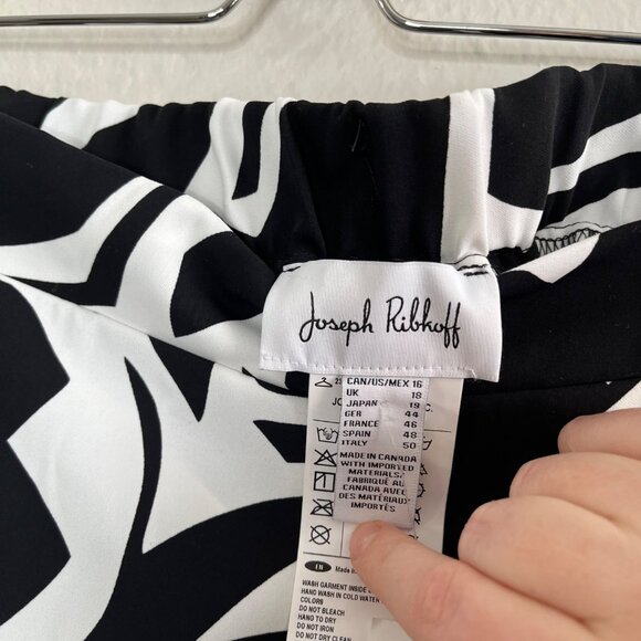 Joseph Ribkoff Womens Black & White Floral Print Slit Wide-Leg Pants 16 - Picture 9 of 12